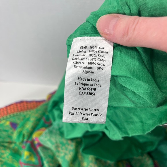 Hemant & Nandita Mintzita‎ Green Silk Maxi Dress Anthropologie Boho Embroidered - Picture 9 of 10